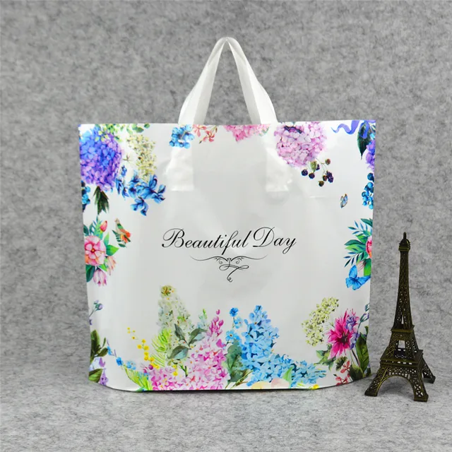 Chen Han Factory Wholesale Butterfly Flower Printed HDPE Gift Bag Thickened Plastic Clothing Tote for Underwear Packaging