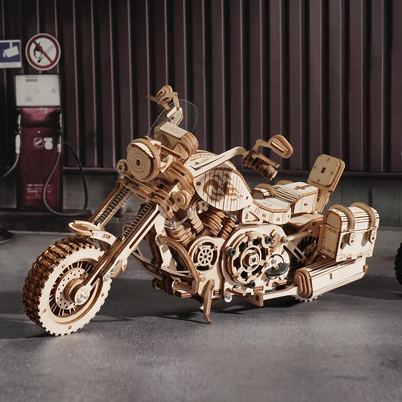 CPC Certificated Robotime Rokr Assemble Toys LK504 Cruiser Motorcycle 3D DIY Wooden Puzzles for Adults