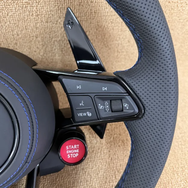 with Start Button Half Perforated Leather Steering Wheel for Volkswagen VW Golf 5 6 7 R MK6 MK7 MK7.5 Jetta Passat GTI