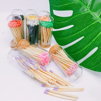 Wholesale Customized Glass Bottle Matches Colored Head Wooden Matchsticks For Candle Jar