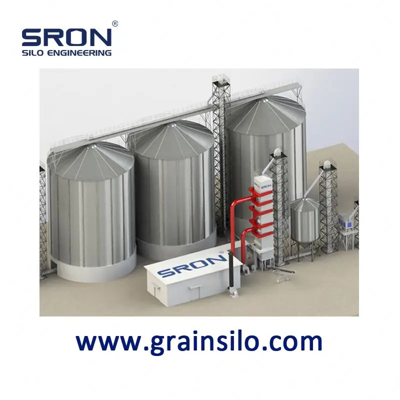 Полностью готовое 1000t силос для хранения зерна с вентиляцией и систем контроля температуры