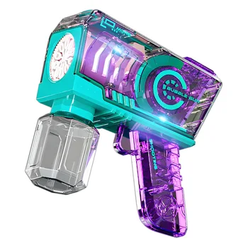 10 hole transparent bubble machine Children's fully automatic lighting toy handheld gun