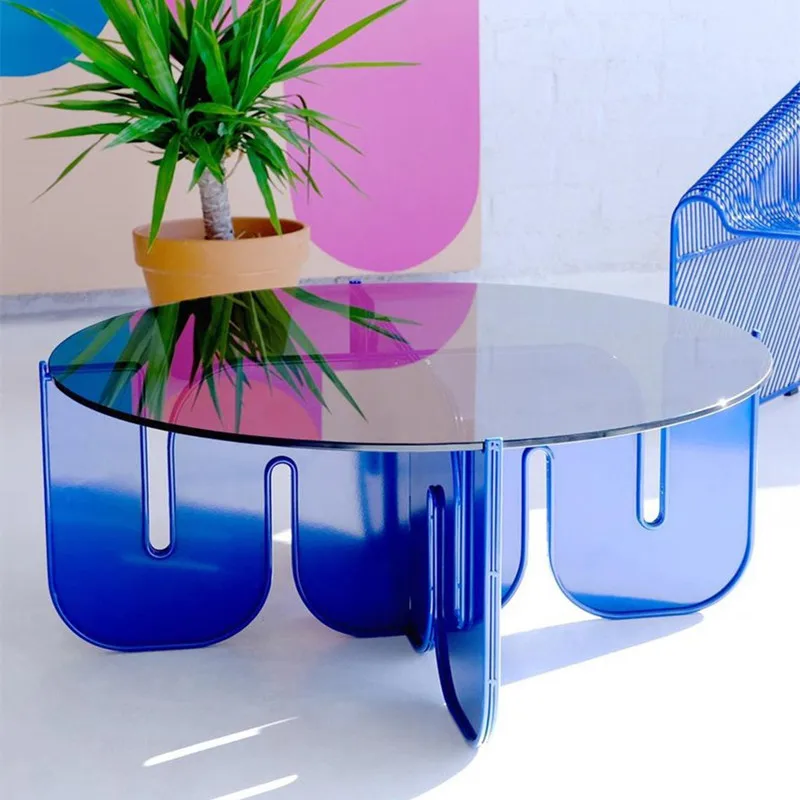 Fashion Acrylic Table Simple Acrylic Rainbow Table Side Acrylic Iridescent Tables Furniture