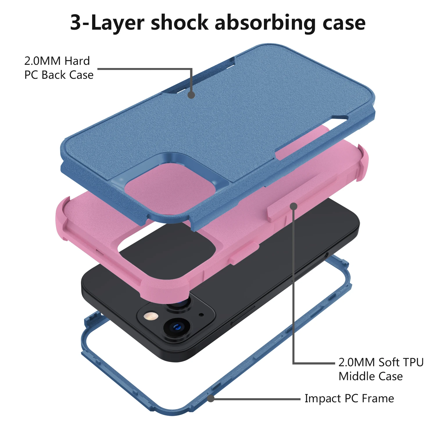Armor 3 in 1 Phone Case for iPhone 13 Heavy Duty Full Cover Dual Layer TPU PC Mobile Case for iPhone 13 Pro Max 12 XS MAX XR 11