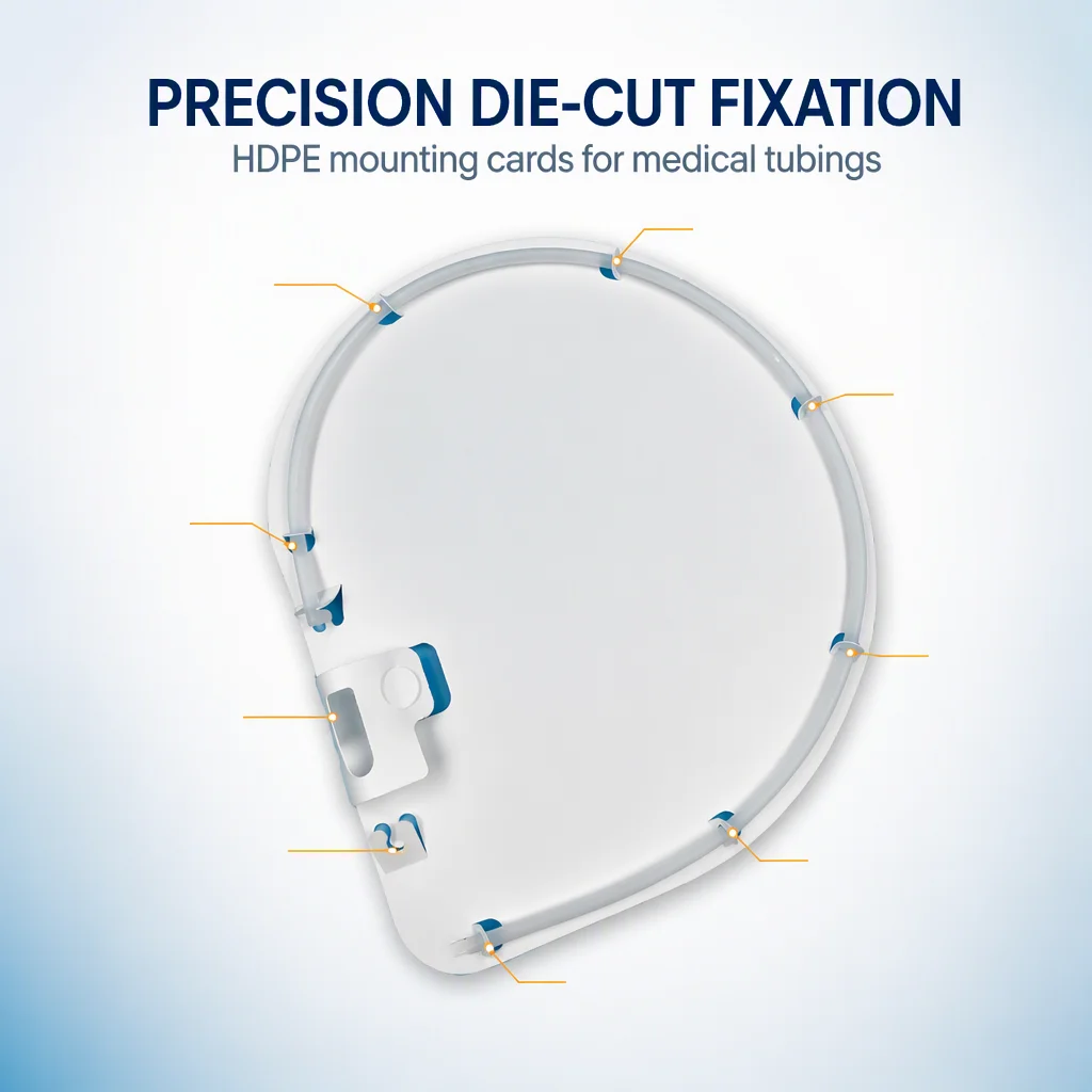 HDPE Mounting Cards Die Cut Backer Cards Medical Insert Cards for Medical Tubings