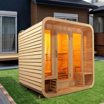 2023 Himalaya High Quality Customize 3-6 persons sauna room with front porch traditional wood fired sauna cabin house