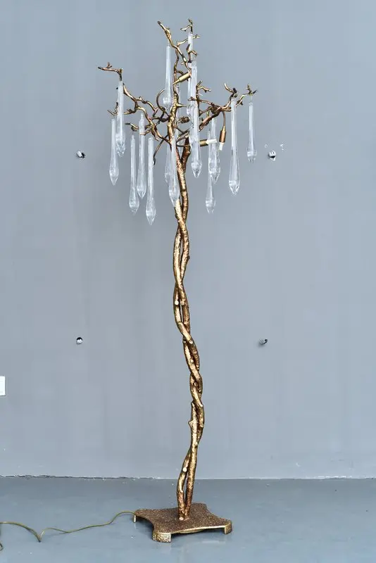 Meerosee Copper Crystal Light Chandelier Standing Lamp Luxury Floor Lamp MD87040