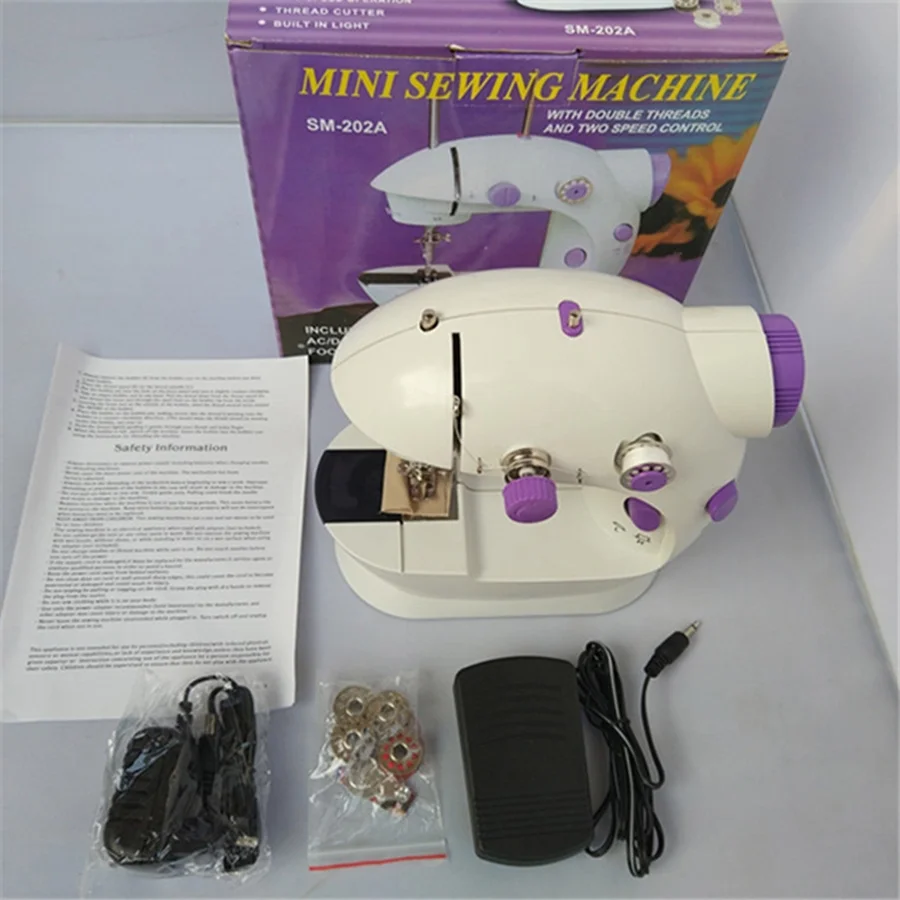 Electric Mini Sewing Machine Home Hand To Sew Speed Adjustment Light