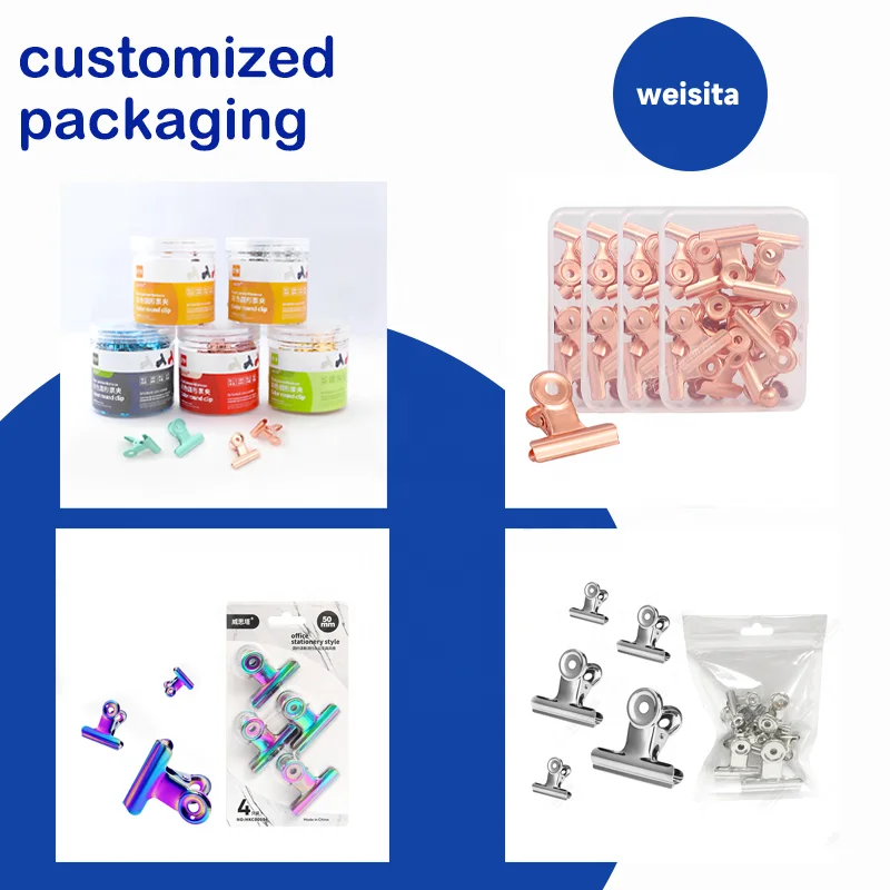 Plastic Bulldog Clip Stainless Steel Metal Paper File Rose Gold Binder Spring Money on