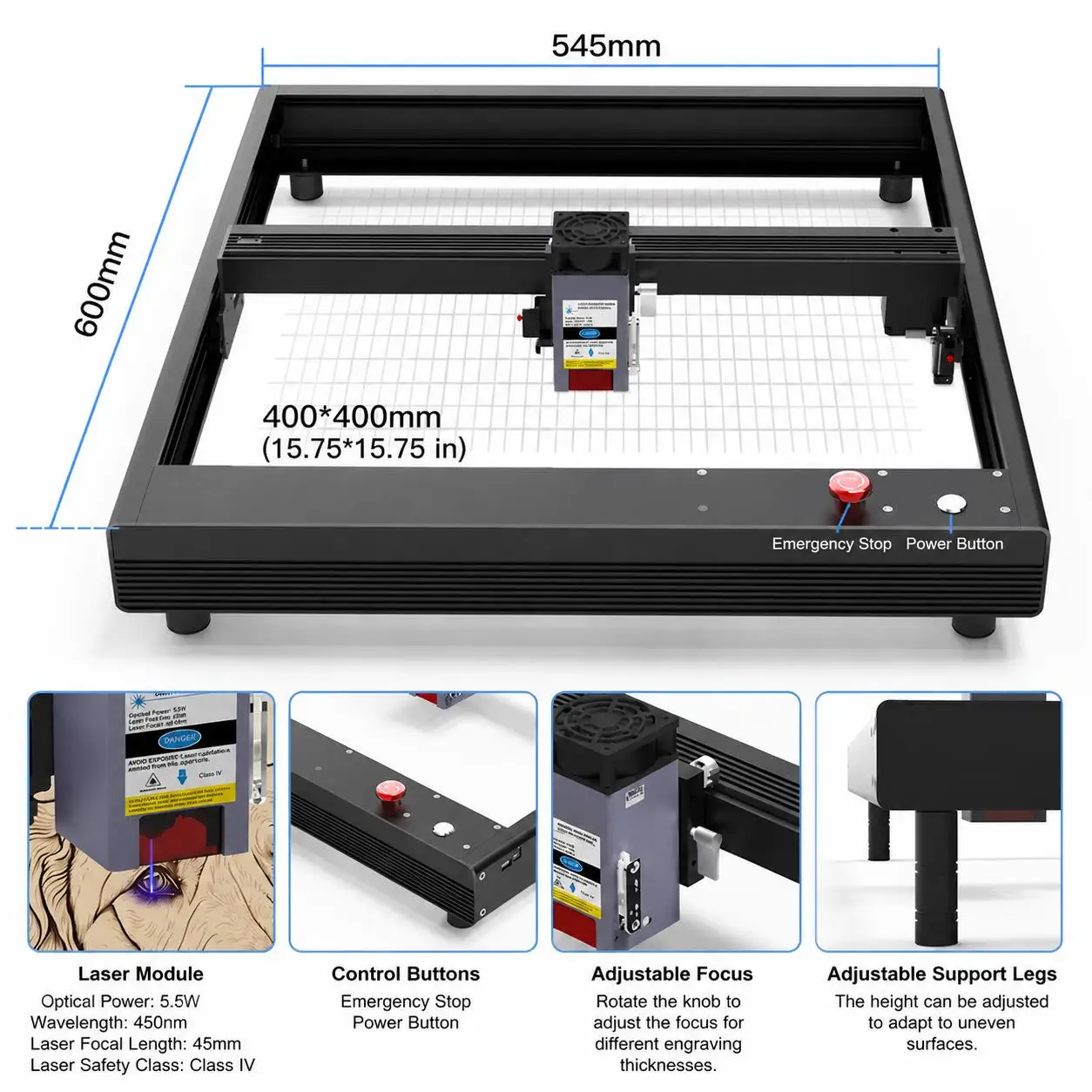 TEBAK Desktop Mini 3D Small-scale DIY Laser Engraving Machine, Laser Engraving Machine, Portable CNC Laser Diode Equipment