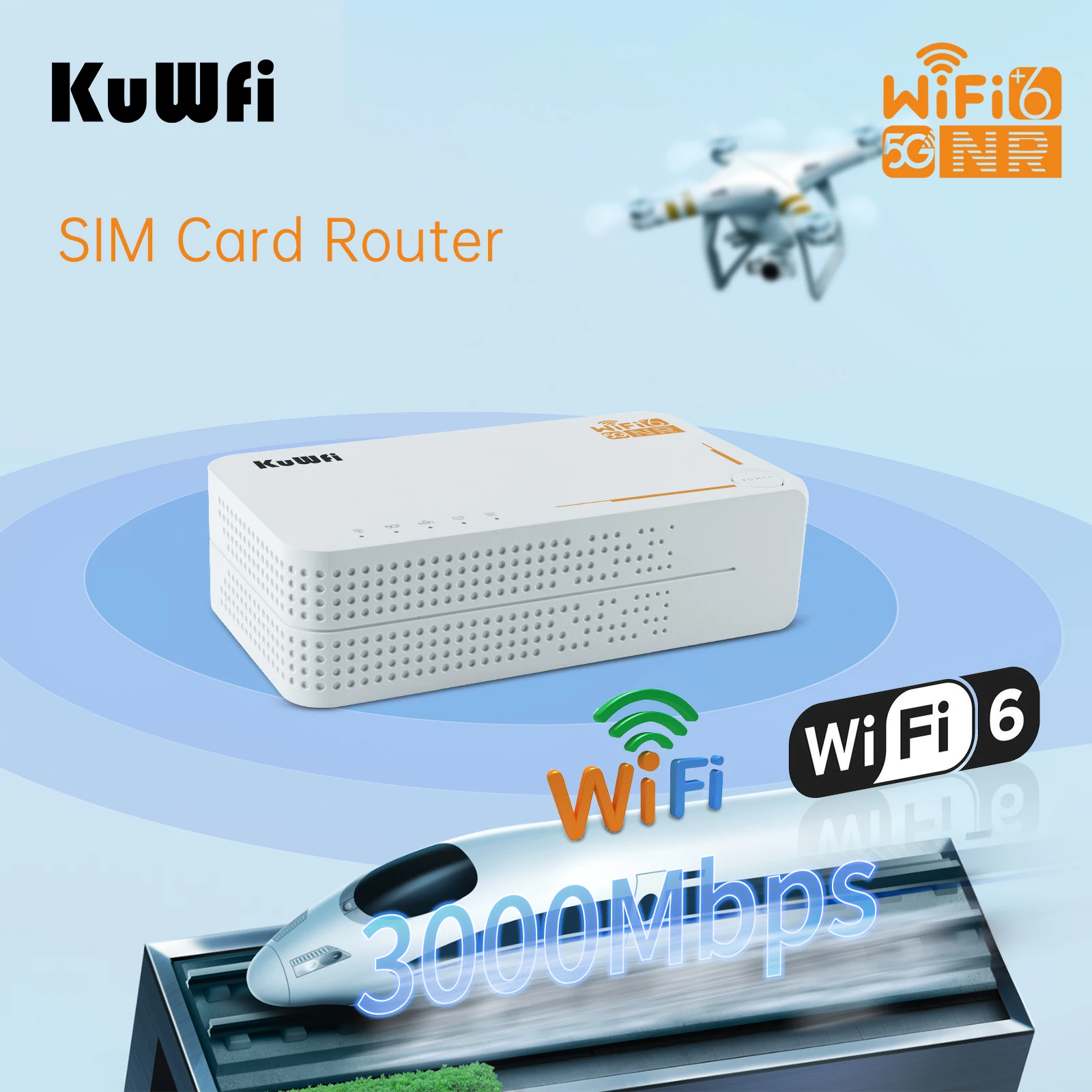 ESim Router KuWFi NSA SA Device Router 5g Wifi Outdoor Cpe Dual Band 3000Mbps 5g Sim Card Universel Router with Big Battery