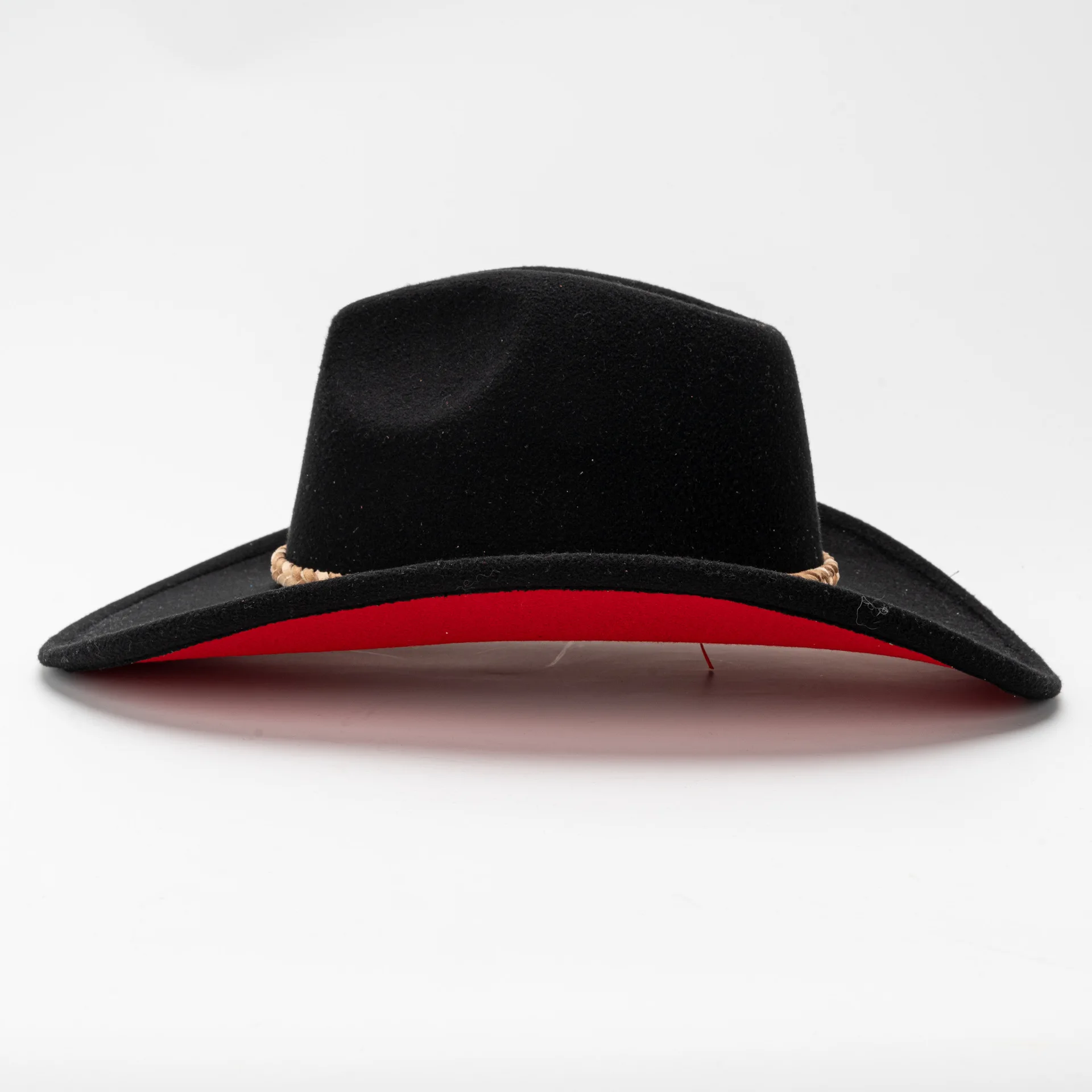 rag & bone Two-Tone Red Felt Fedora with Black Band Size S Giovani Collection – Black with Red Band Wool Felt Fedora  main image 4