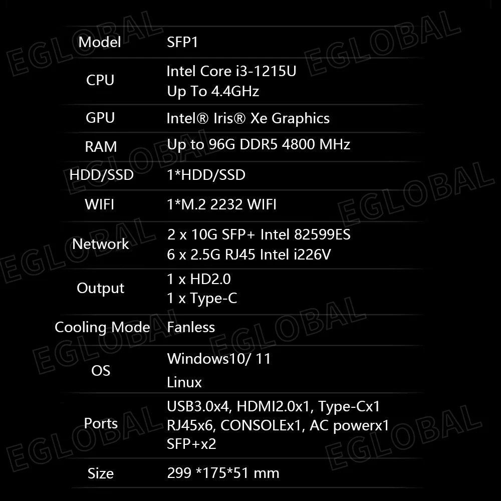 EGLOBAL Fanless Mini PC Firewall Intel Core I3 6*2.5GbE 2*SFP DDR5 4800MHz OPNsense VPN Network(图22) EGLOBAL Fanless Mini PC Firewall Intel Core I3 6*2.5GbE 2*SFP DDR5 4800MHz OPNsense VPN Network(图22)