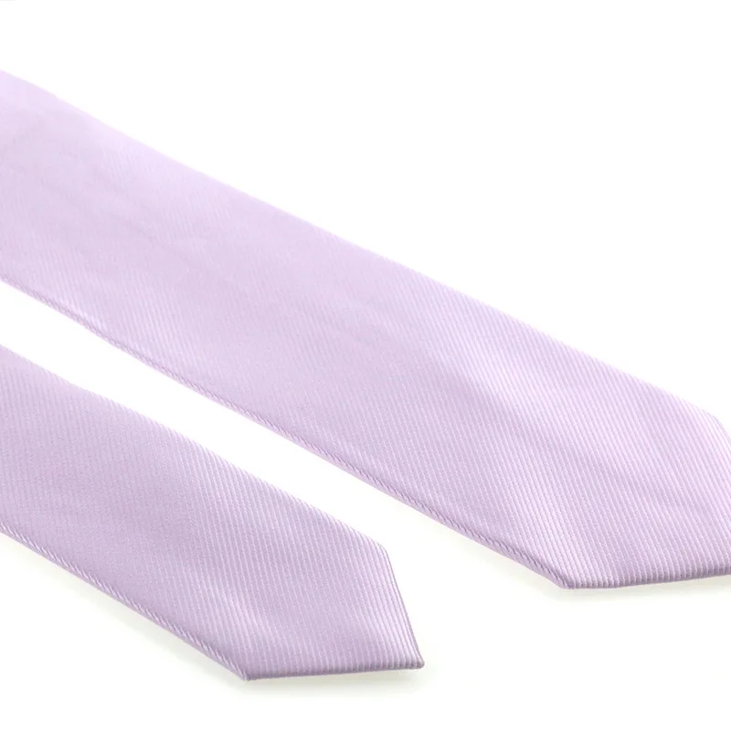 Solid Check Striped Silk Necktie 6cm Skinny Light Purple Mens Ties Polyester Neckties Gravatas for Party Wedding Wholesale Tie