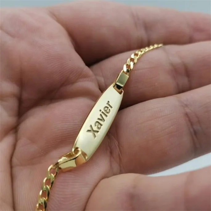 Personalized Baby Bracelet Free Engrave Stainless Steel Chain