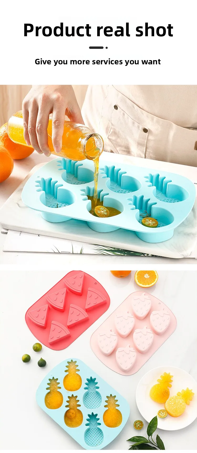 DIY Home Fruit-Shaped Silicone Ice Cube Mold Easy to Demold Self-Made Ice Cream Tools with Creative Personality supplier