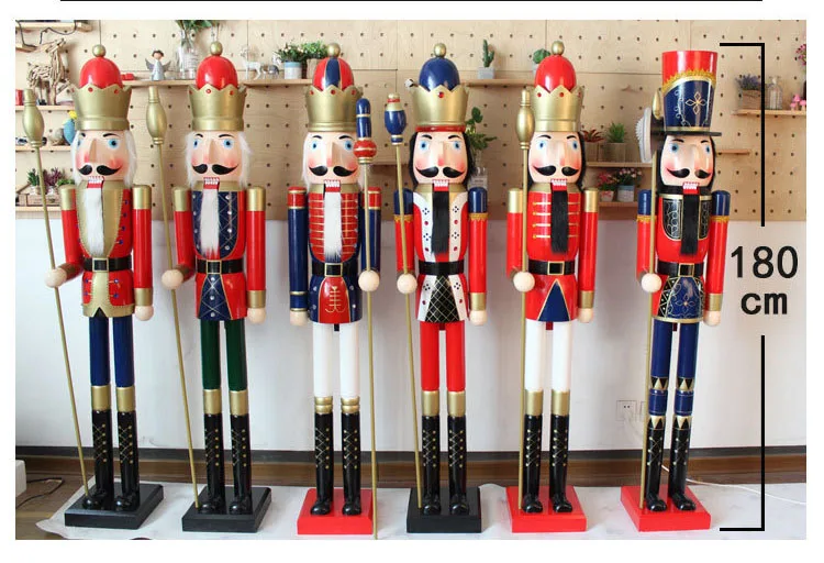 Wholesale 1.8m Wooden Nutcracker Christmas Decoration Life Size King