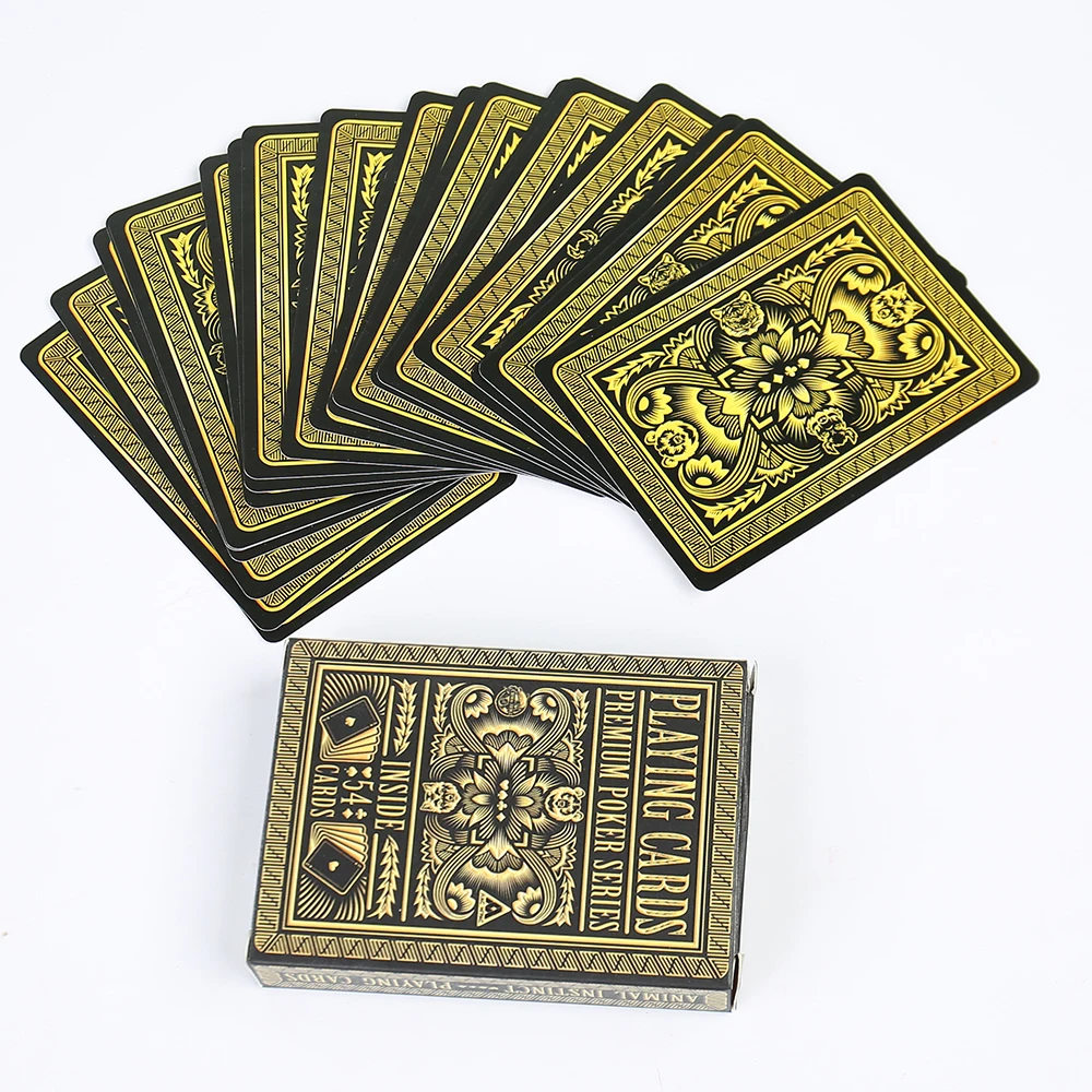 Customized Special Paper Playing Cards Set Hot Stamping Embossing 2 in 1 Poker Card with Fild Box