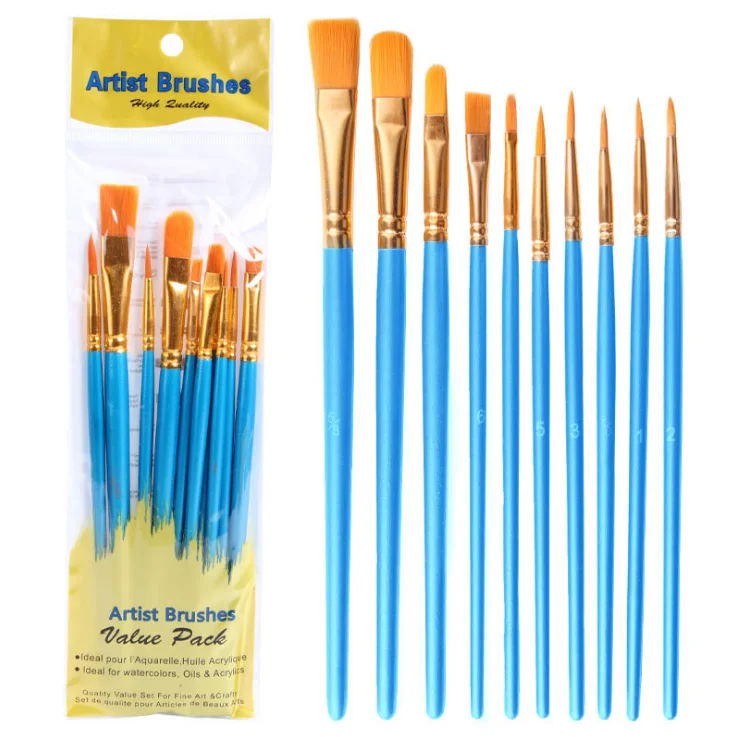 10pcs1 Pack Pink Paint Brushes Set, 10 Pieces Round Pointed Tip  Paintbrushes Artist Acrylic Paint Brushes for Acrylic Oil Watercolor, Face  Nail Body