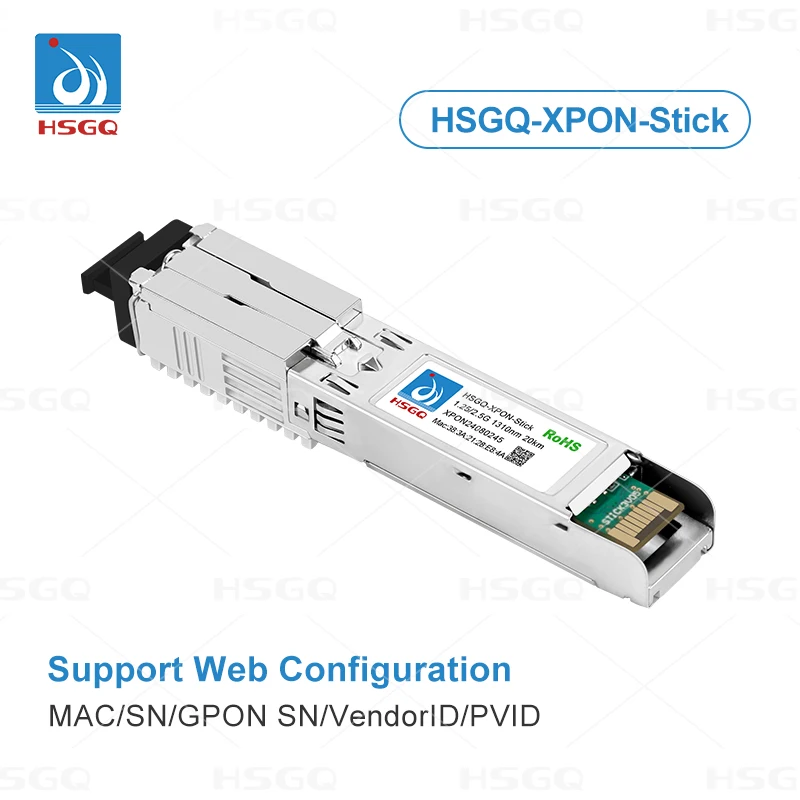 HSGQ Low power consumption ISP 1*PON port 1.25/2.5G 1310nm SC DDM SFU 20km GPON EPON XPON STICK ONU