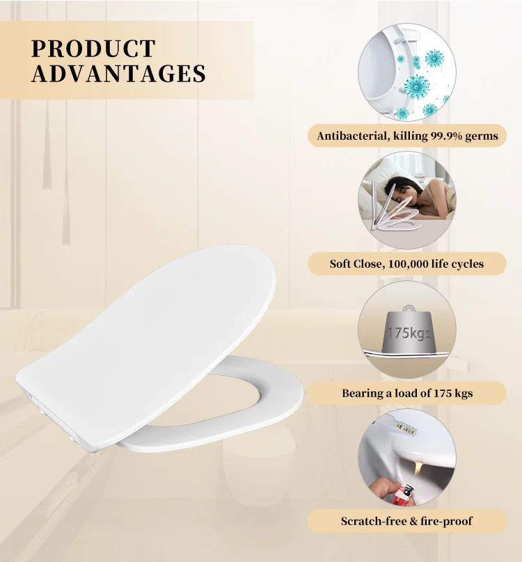 European Bathroom Duroplast Easy Clean Hygiene Commercial Square Design