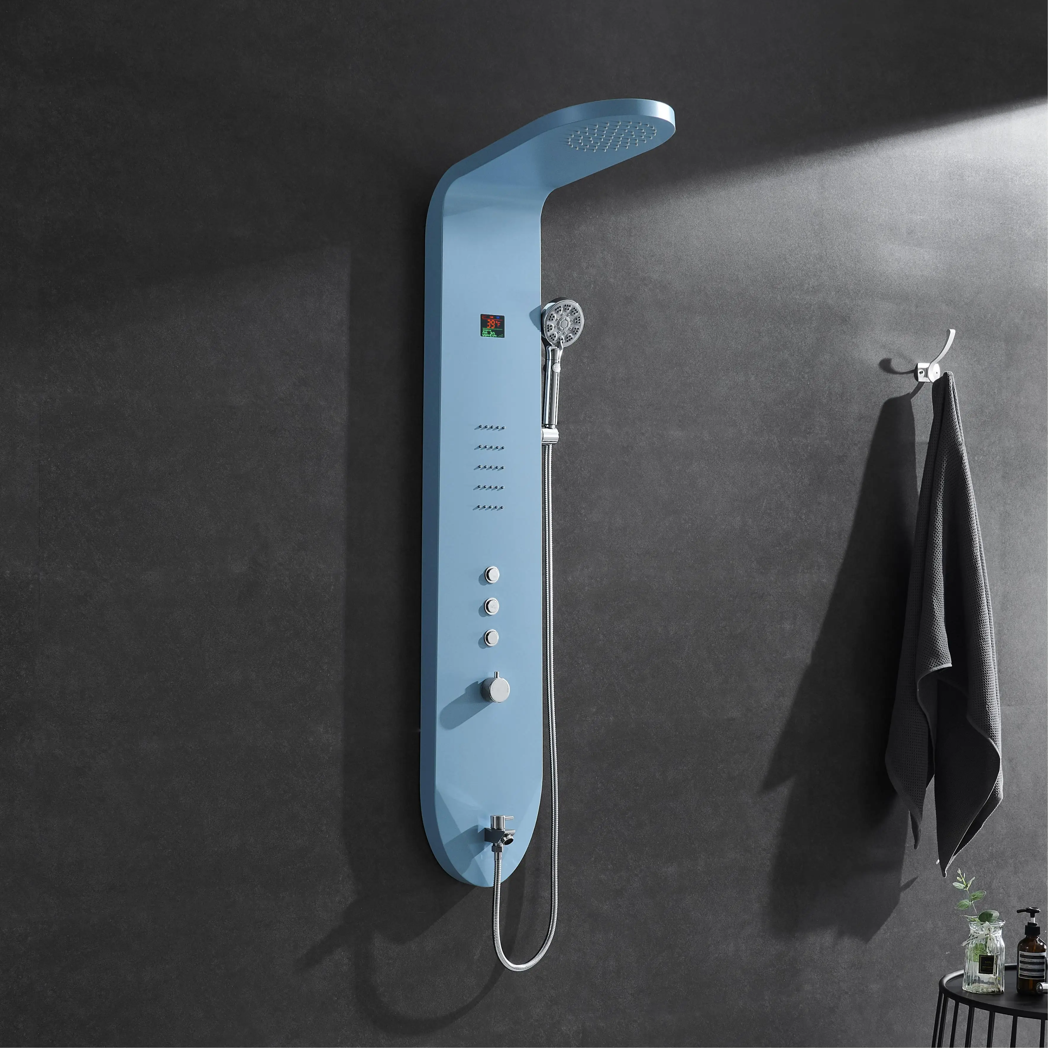 Hotaqi Stainless Steel Shower Panel With Blue Paint Massage Function