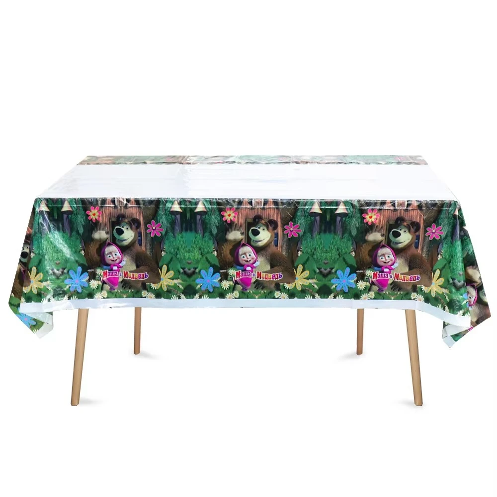New Cartoon Marsha Bear Table Cloth Disposable Martha Masha Bear Table Cover for Birthday Party Decoration Table Covers