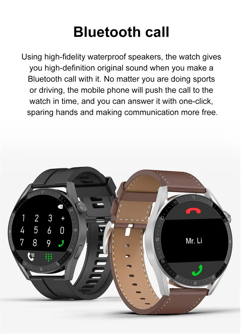 1.36 Inch Round Screen Men BT Calling Music Player Heart Rate Smartwatch DT3plus Wireless Charging DT3 Plus Smart Watch DT3+ (
