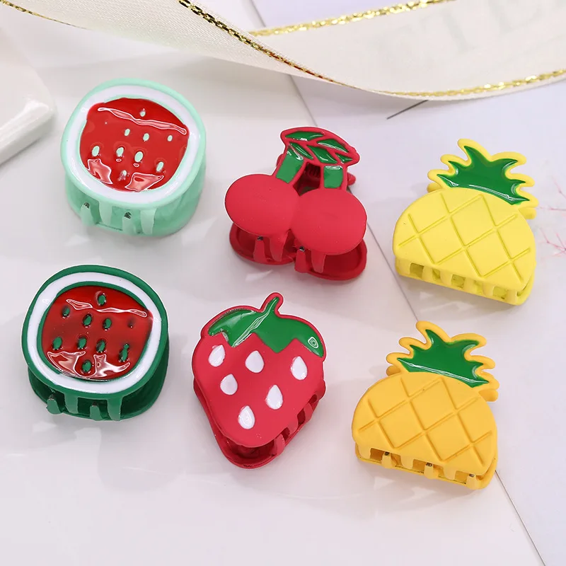 MIO Cute Cartoon Decorative Metal Cherry Hair Claw Hair Pin Grip Clamps Small Mini Flower Animal Fruit Hair Accessories