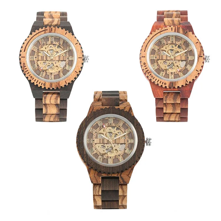 wooden skeleton watch