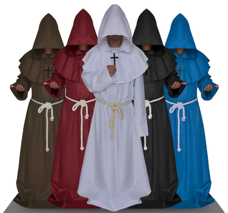 Disfraz De Monje Medieval Para Hombre | Túnica Con Capucha, Cinturón Y Cruz | Halloween Y Eventos Renacentistas