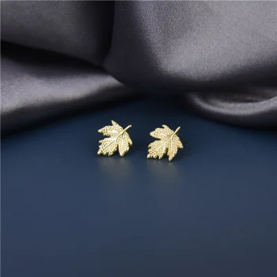 Genuine S925 Sterling Silver Natural Branches Leaves Stud Earrings for Women 