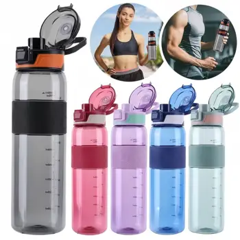 New customizable 1000ml plastic portable drop-proof sports and fitness water bottle water bottle sports