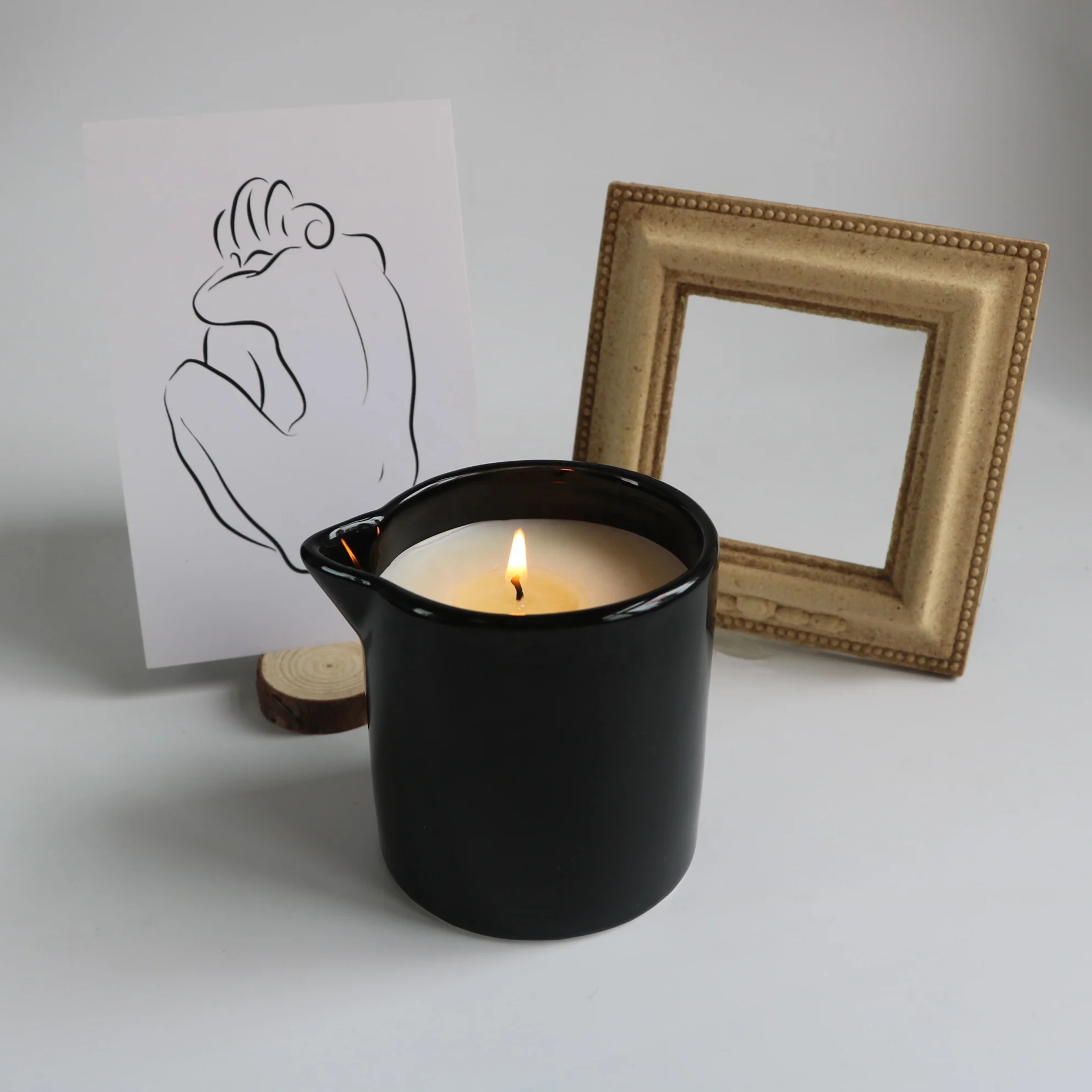 High in Shea Butter No Paraffin Wax Natural Massage Candle Jar Black