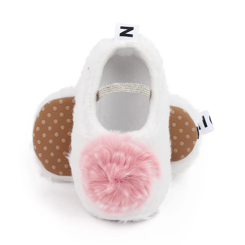 Baby Infant Toddler Girls Cotton Soft Sole Plush Bow Flower Slippers Slip on Mary Jane  Dress Shoes Princes Shoes Gift manufacture