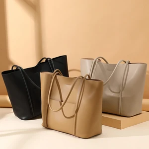 Custom Wholesale Ladies Luxury Large Capacity Handbags Genuine Leather Womens Tote Shoulder Leather Lady Bag for Sale