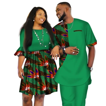 S3388 Latest african wax fabric Fashion Designs Women Skirts and Men Suits Short Sledeve for Couple Apparel