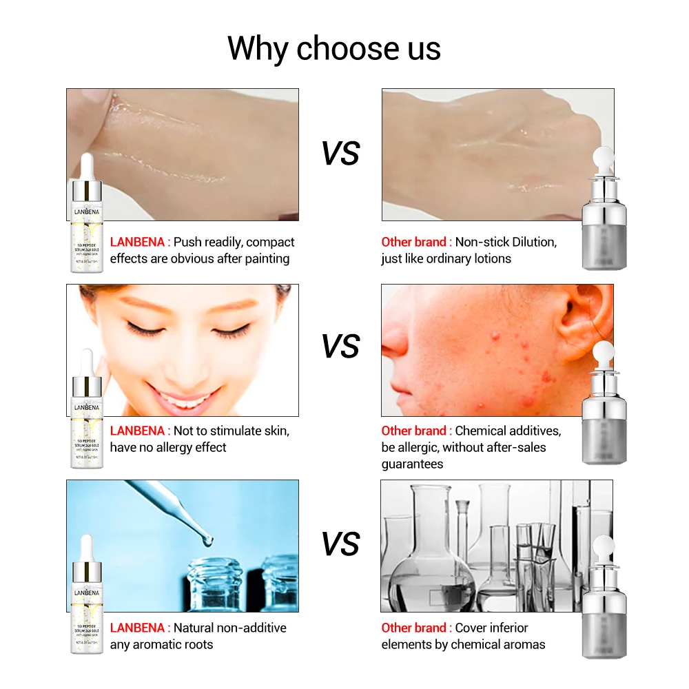 LANBENA оптовая продажа анти-старения крем для лица против морщин и шесть пептидов сыворотки СТМ с покрытыем цвета чистого 24 каратного золота