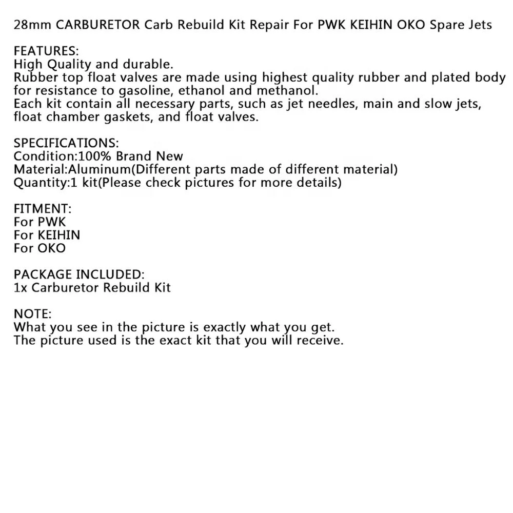 
Бесплатная доставка, набор для Ремонта Карбюратора мотоцикла 28 мм для запасных струй PWK KEIHIN OKO 
