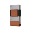 Gray metal brown leather