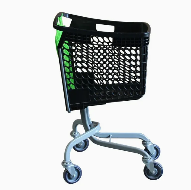 Shopping Trolley Cart with Mesh Folding Feature Plastic Supermarket Shopping Basket for Store Use