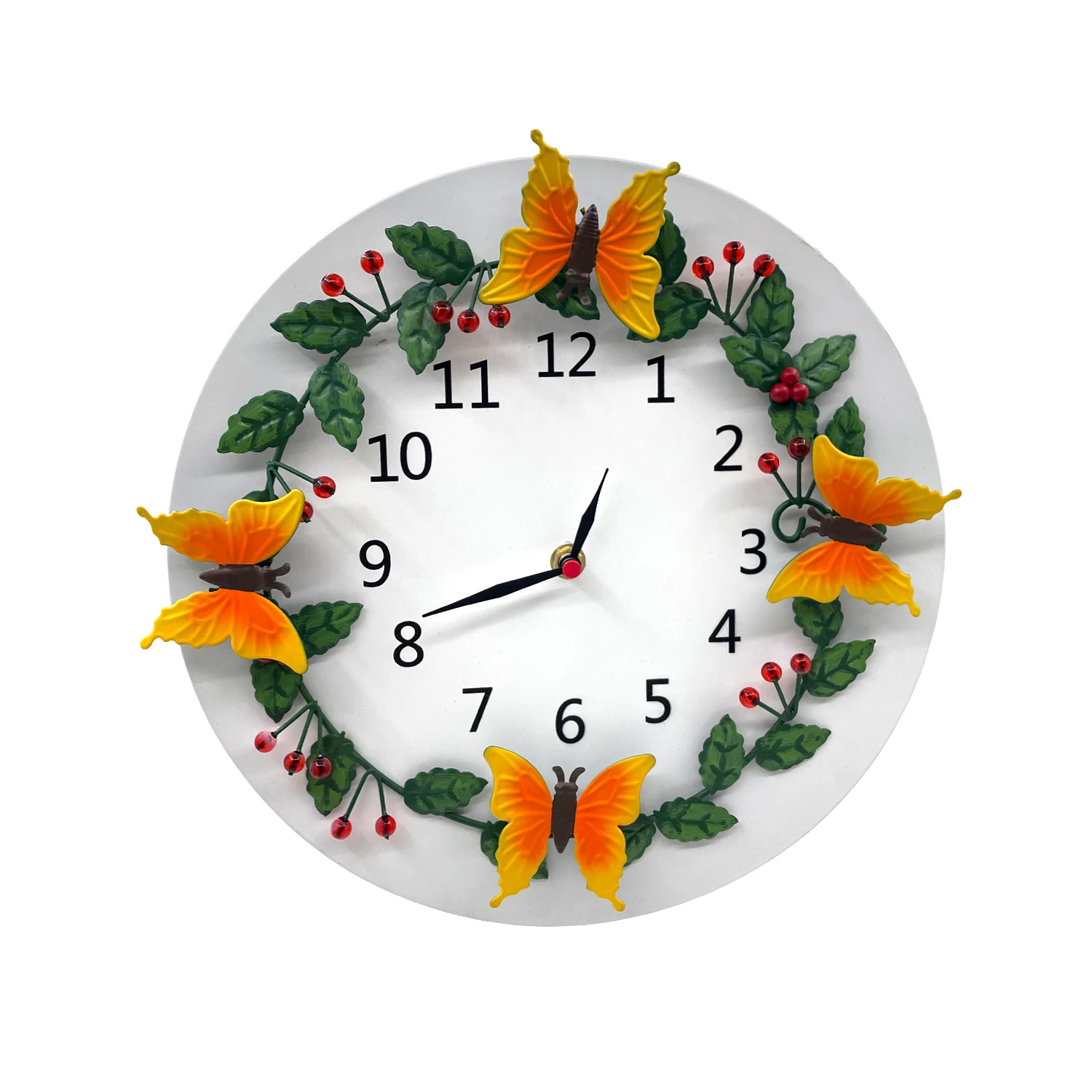 Home  Flower Clock  home  gift wall clock with butterfly metal flower Different Shape Gift Fashion