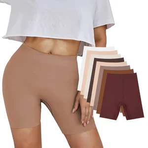 Seamless Underwear Anti Chafing Shorts Summer Biker Shorts Mid Waist Solid Colors Slip Shorts Panties for Women Under Dresses