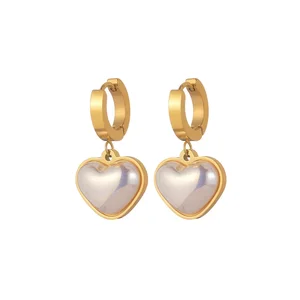 Fashion  High-end Pearl Heart Stainless Steel Earrings Fine Lightweight Anti-corrosion Pearl Drop Earrings Ear Accessories