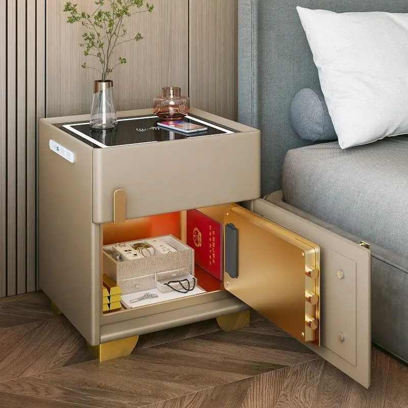 Hzuaneri Comodini con Luci LED e Stazione di Ricarica, Tavolino con 3 Cassetti in Tessuto, con Porte USB e Presa Type-C, Comodini per Camera da Letto