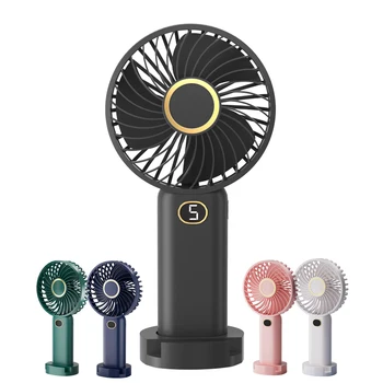F11 Mini USB Black Fan with Rechargeable Battery Hand Held Fan for travel Mini Portable Fan with Phone Holder