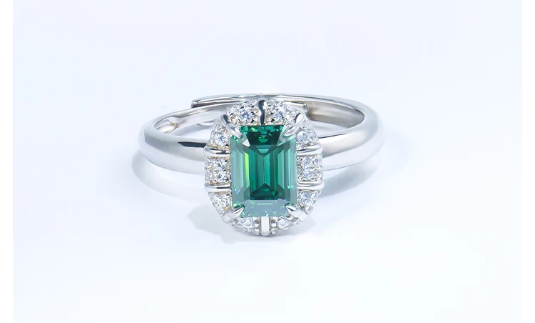 customized white gold plated 925 sterling silver gra moissanite luxury designer engagement wedding green diamond mossanite rings