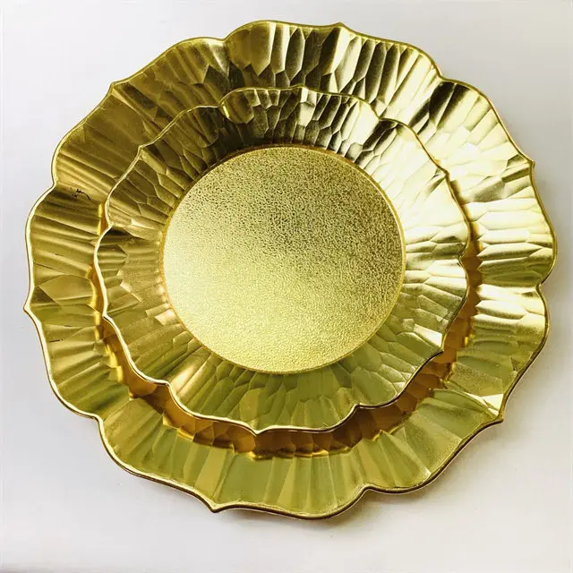 Wholesale Round Plastic Charger Plate, Eco-friendly Reusable Dinnerware Sets Tableware for Home Hotel Wedding Event Decoration