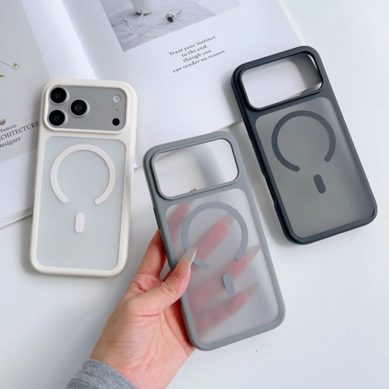 Matte Skin Feel Magnetic Case for iPhone 17 17E Air 16 16E 15 14 Plus 13 12 Pro Max Shockproof Hard PC Back Cover