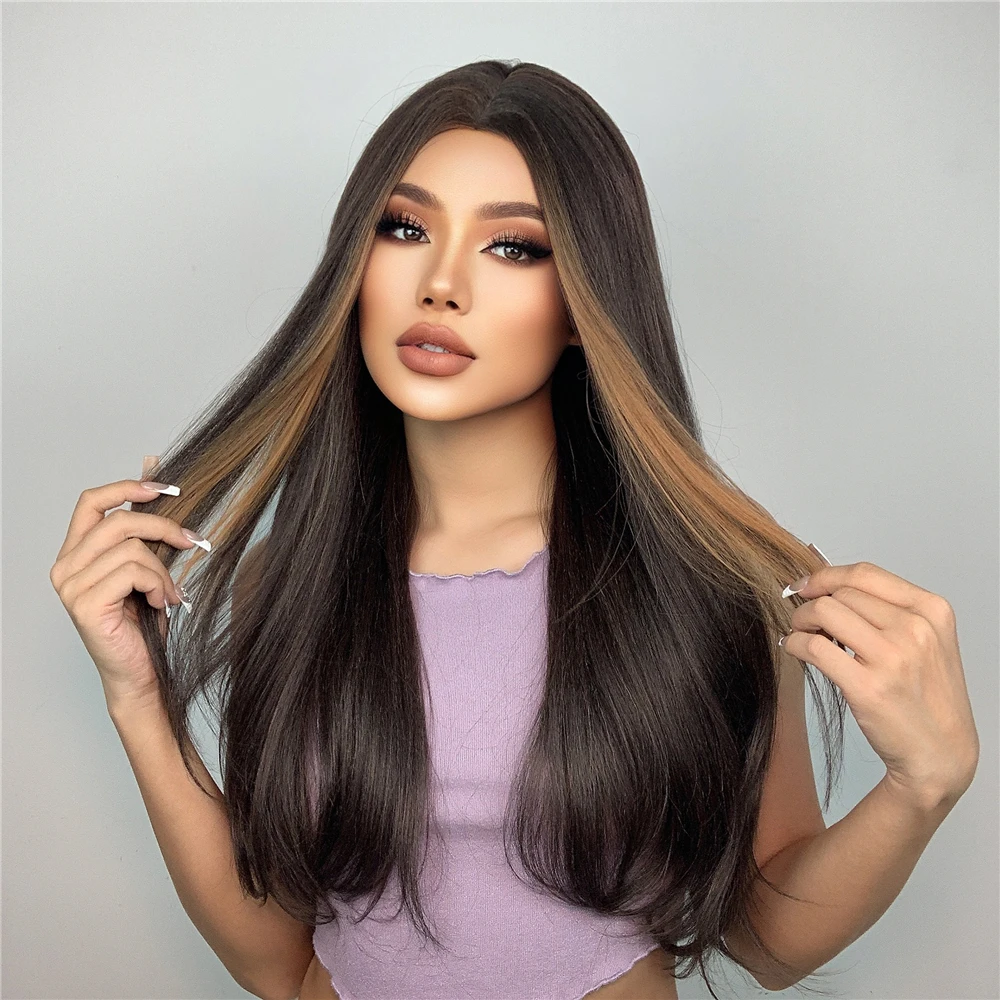 Ainizi Popular 24 Inches Layered Body Wave Without Bangs Synthetic Hair